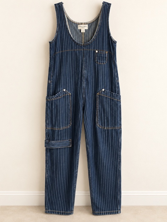 Pilcro Pants - Anthropologie Pilcro Pinstripe Denim Utility Jumpsuit Size S